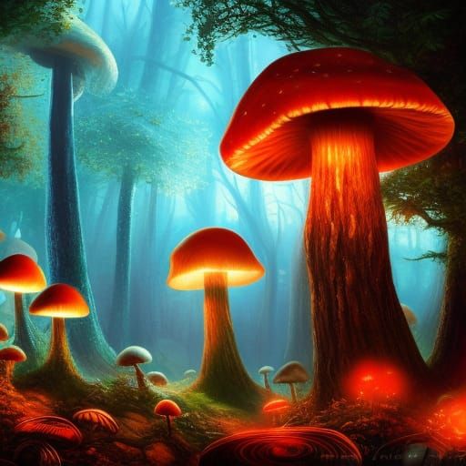 Mushroom Enchanted Forest - AI Generated Artwork - NightCafe Creator