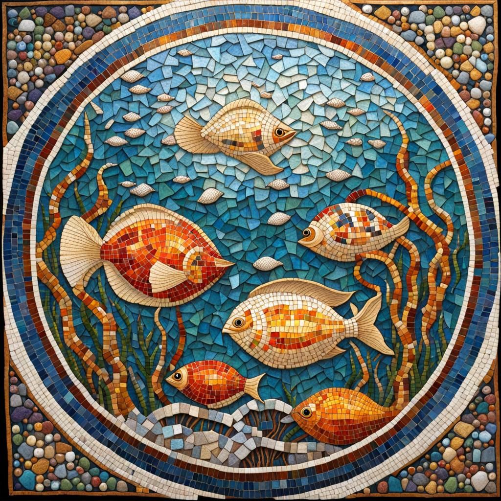 Mosaic Underwater Scene 2 - Ai Generated Artwork - Nightcafe Creator