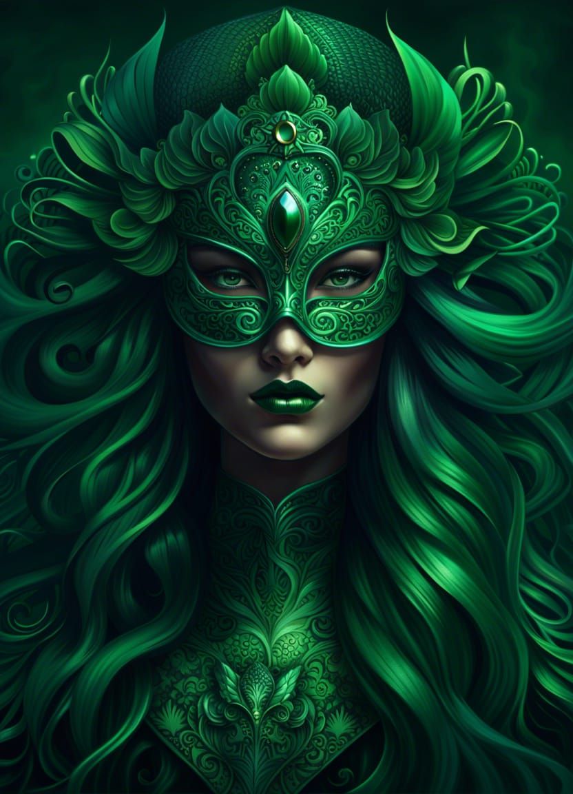 Mysterious Masquerade Queen in Slytherin Colors