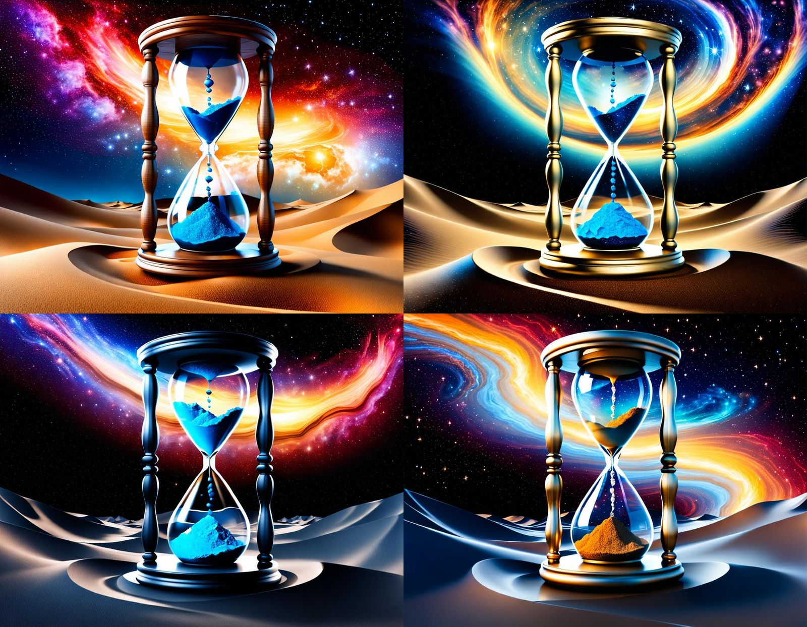 sands flowing through an hourglass amidst a cosmic background - AI ...