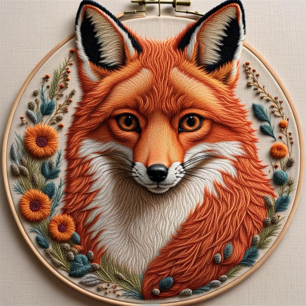 Embroidered Fox  by @Captain Bonegrim