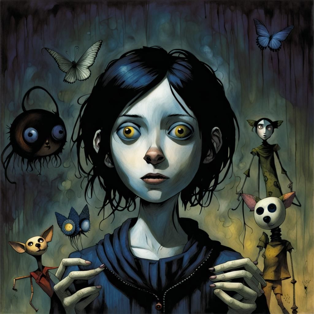 Coraline and friends, by Dave McKean, Neil gaiman - AI Generated ...