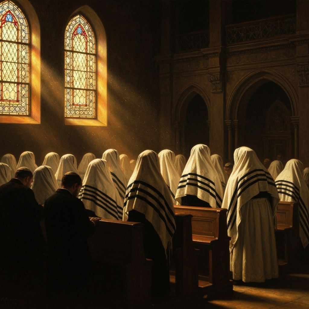 Synagogue in Prayer During Yom Kippur