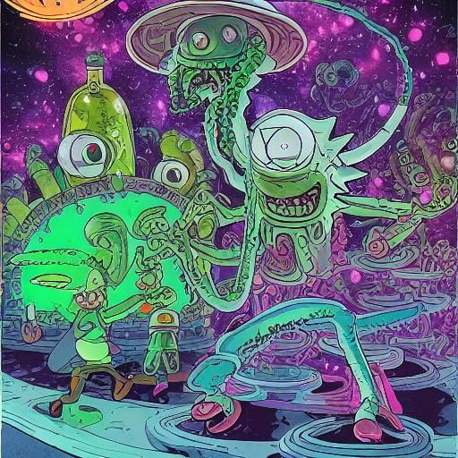 (Krombopulos Michael from Rick and Morty wearing white lab c...