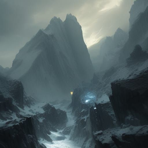 icy, mountainous terrain, hyper realistic, photo realistic, dynamic ...