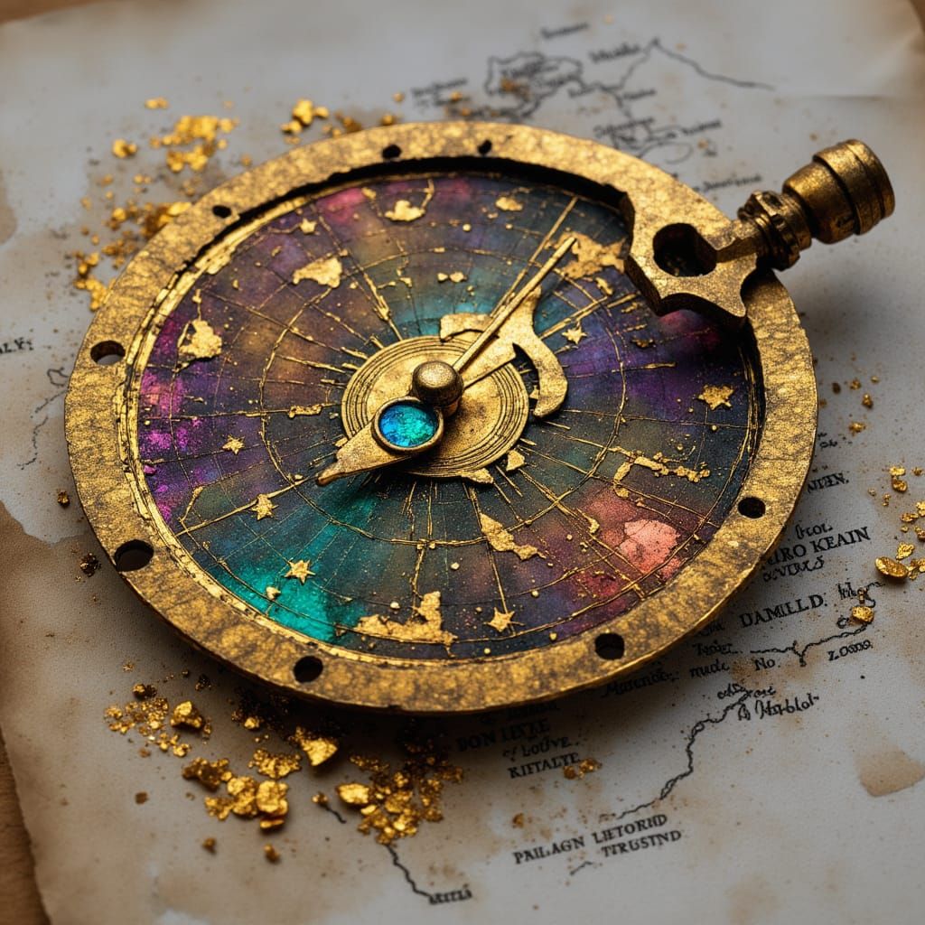 <lora:Orel:1.0> An ancient astrolabe resting on an open map, stars faintly visible in the parchment background
Drawn in precise ink overlaid...