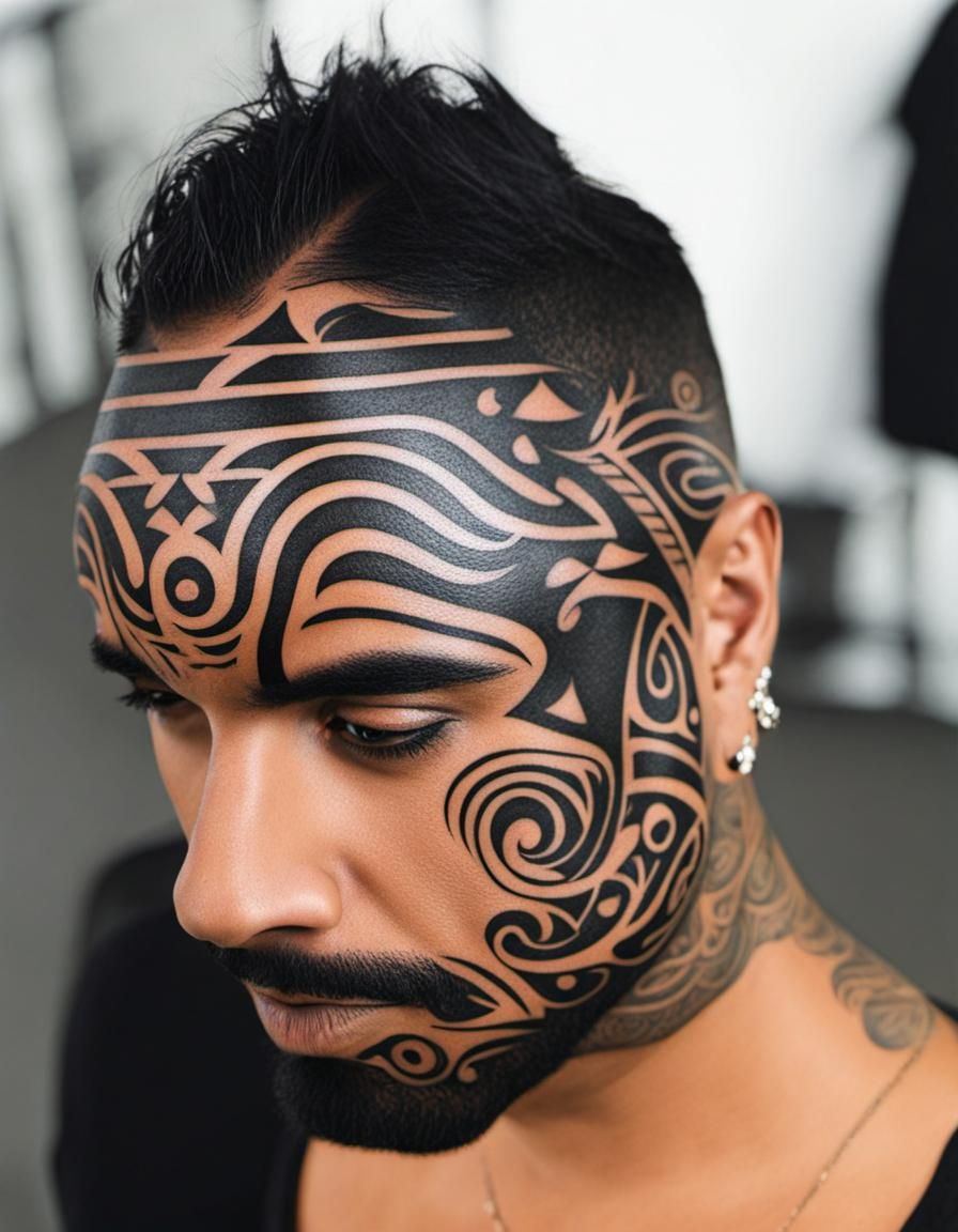 black Maori facial tattoo