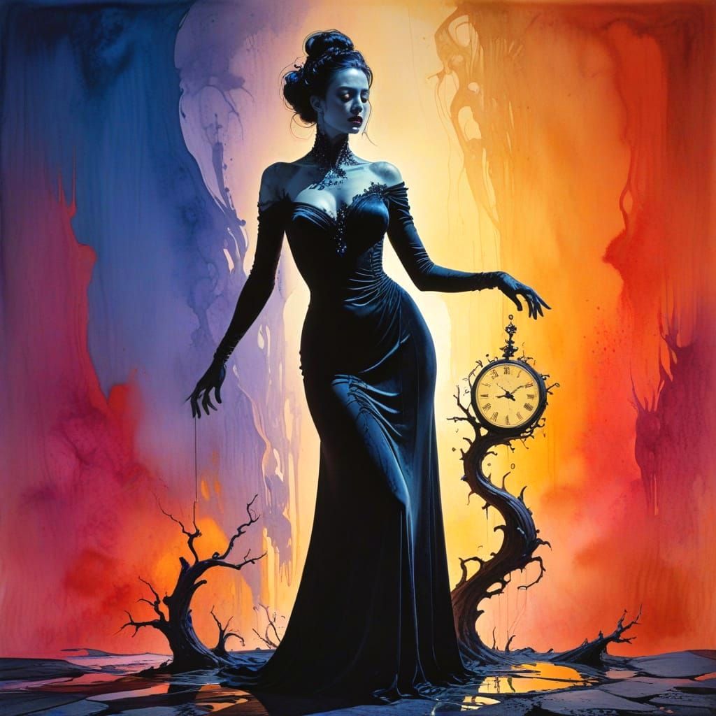 Elegant Gothic Lady in a Fantastical Surreal Scene
