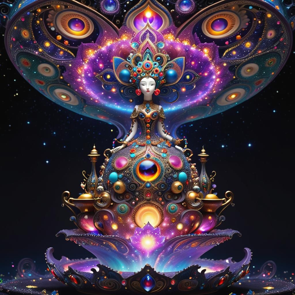 Cosmic Utopia in Maximalist Pop Art Style