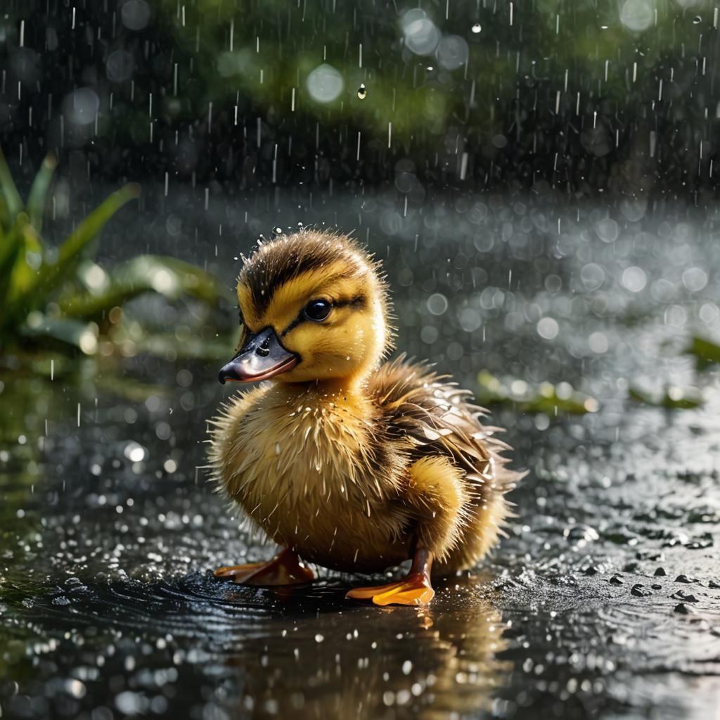 Embracing every drop, one quack at a time 🦆☔️  by @Artificial Artistry