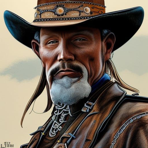 Insanely detailed face and shoulders portrait of an older co...