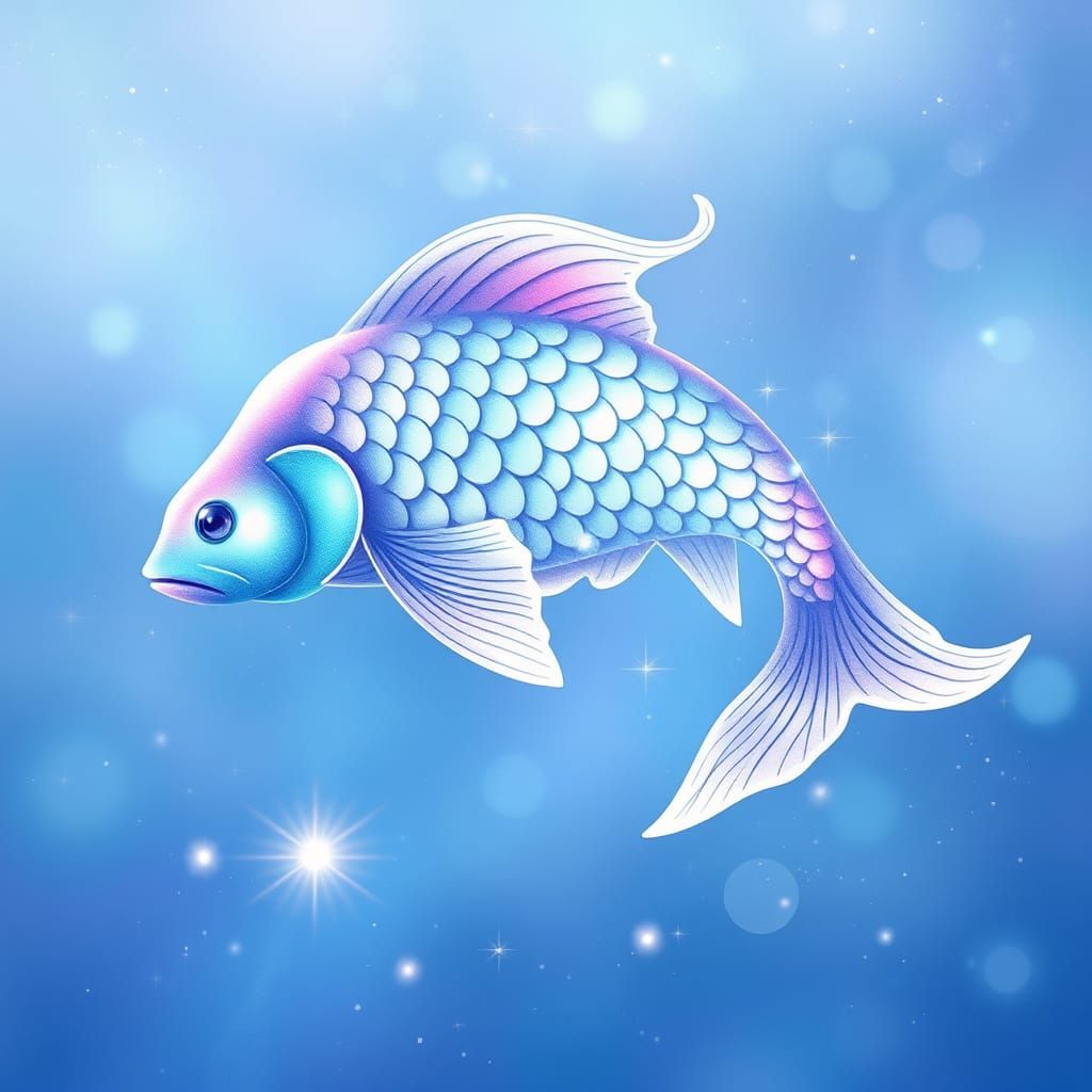 Whimsical Pisces Goddess in Iridescent Hues