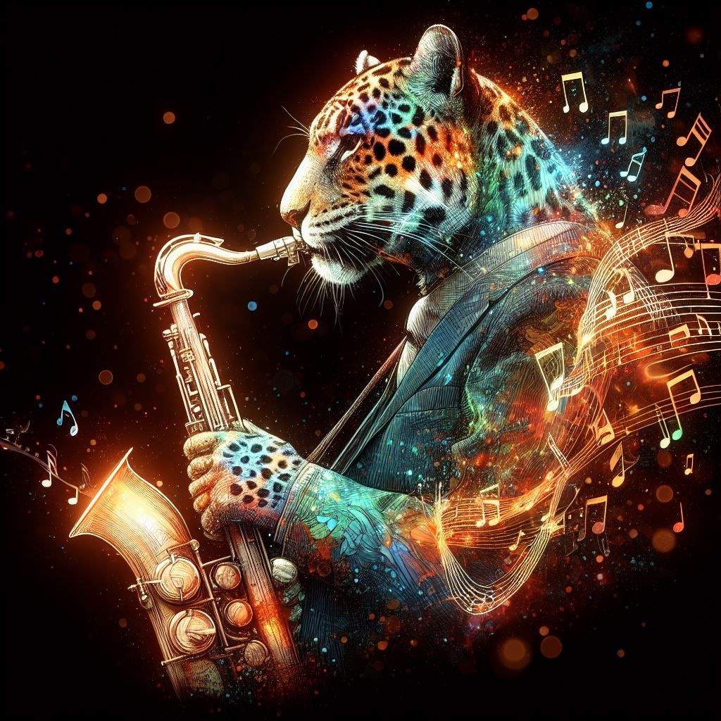 Black Panther playing a Saxophone
