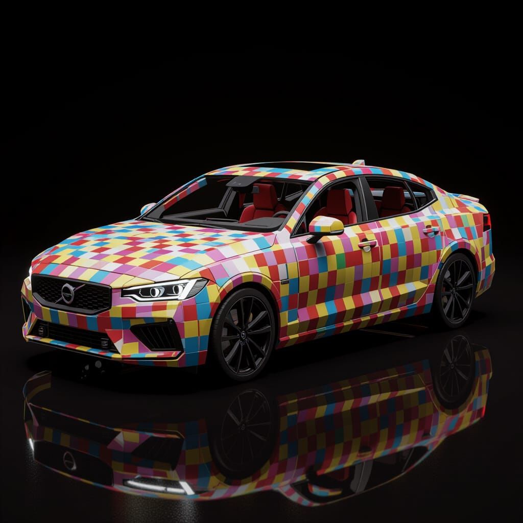 Futuristic Car Made of Colorful Gum Pieces