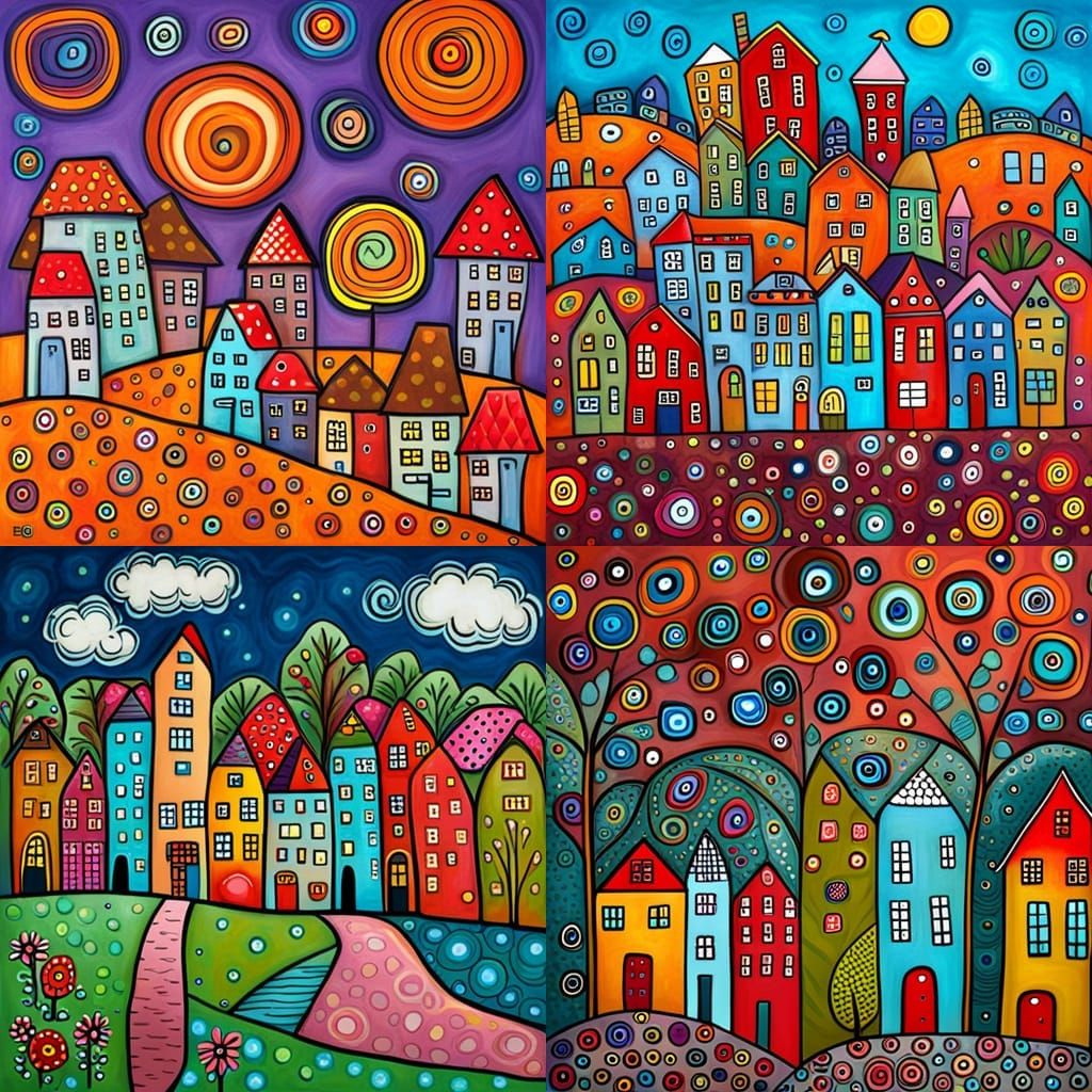 Karla Gerard style mixed with Loish style houses - AI Generated Artwork ...