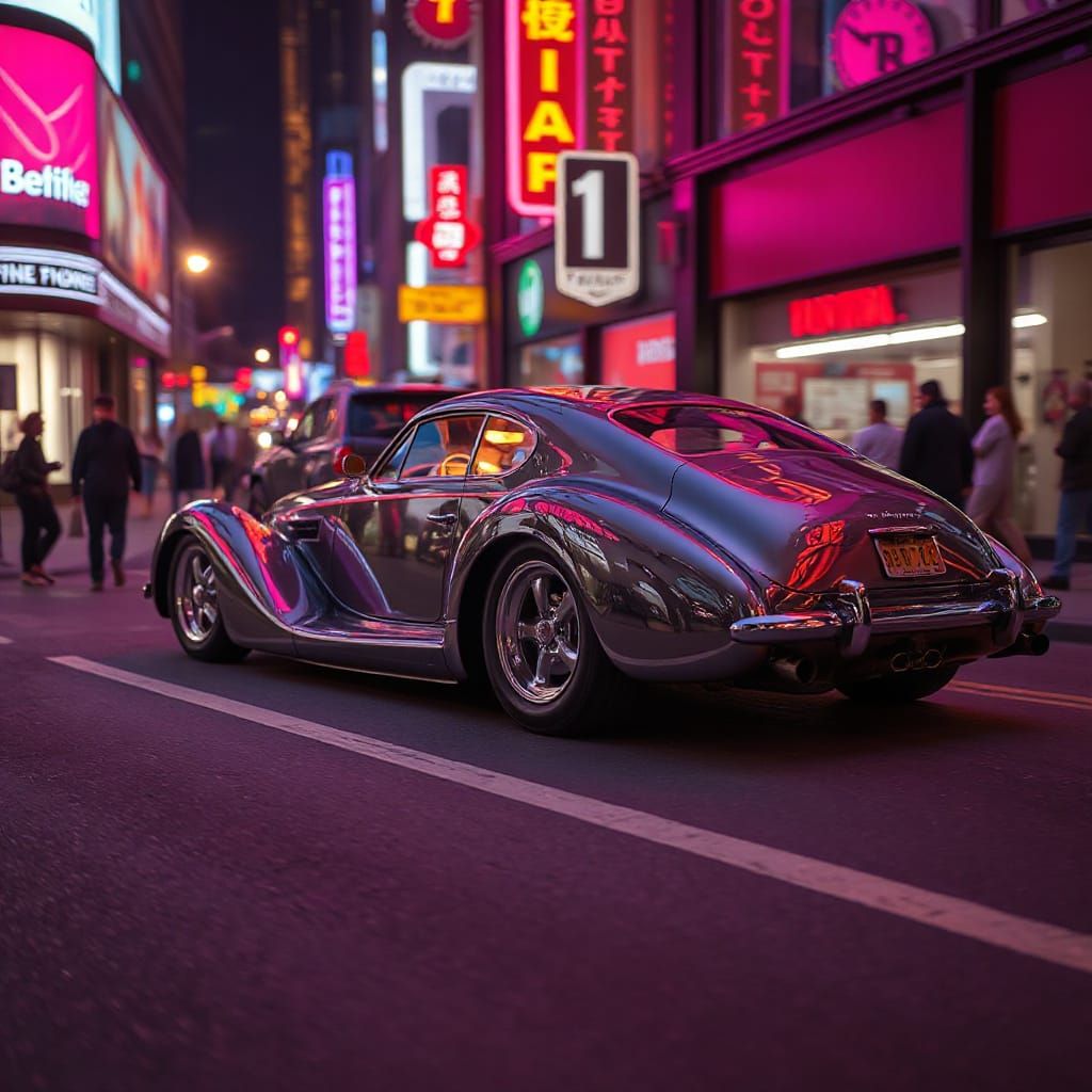 A chrome-plated vintage car  by @Joli Coeur