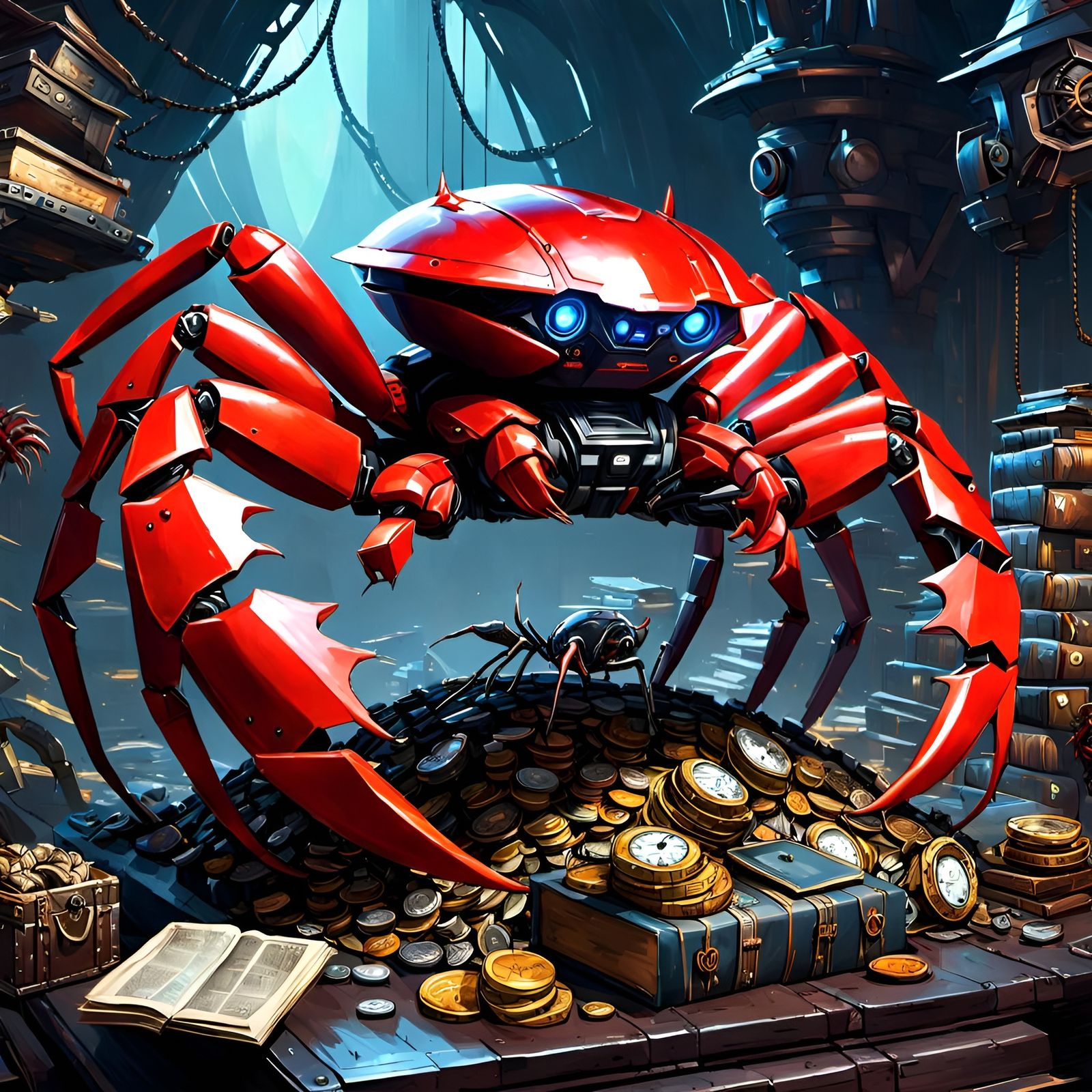 Robotic Crab, Treasure Chamber Protector  by @Fibek