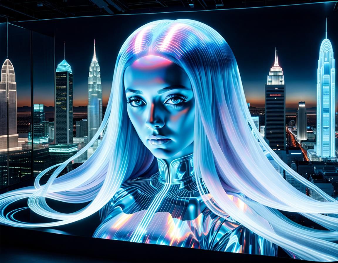 Holographic art. Lady in blue  by @That cinema teacher