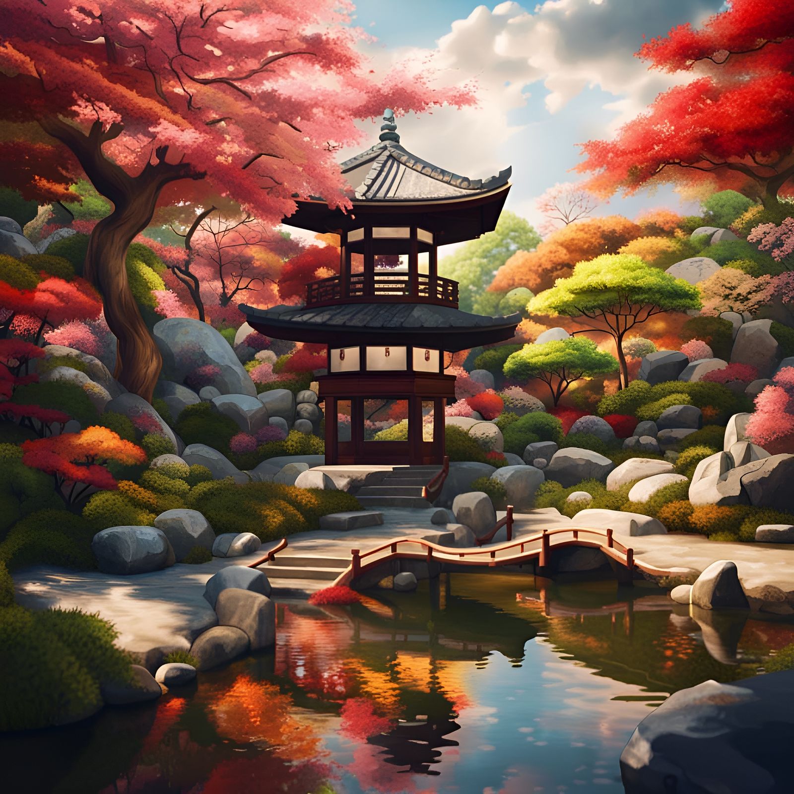 A Japanese Garden. High resolution. - AI Generated Artwork - NightCafe ...