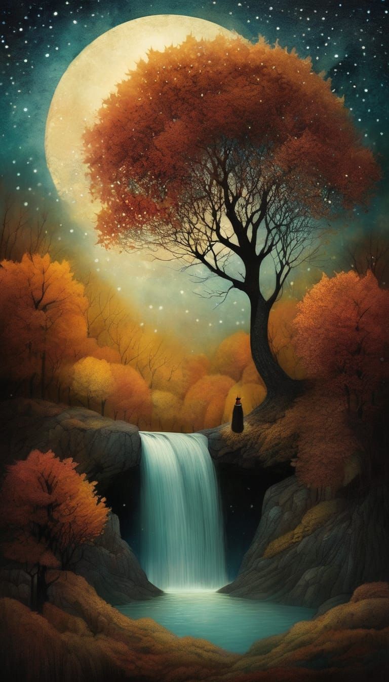Autumn waterfall   by @KittKatt