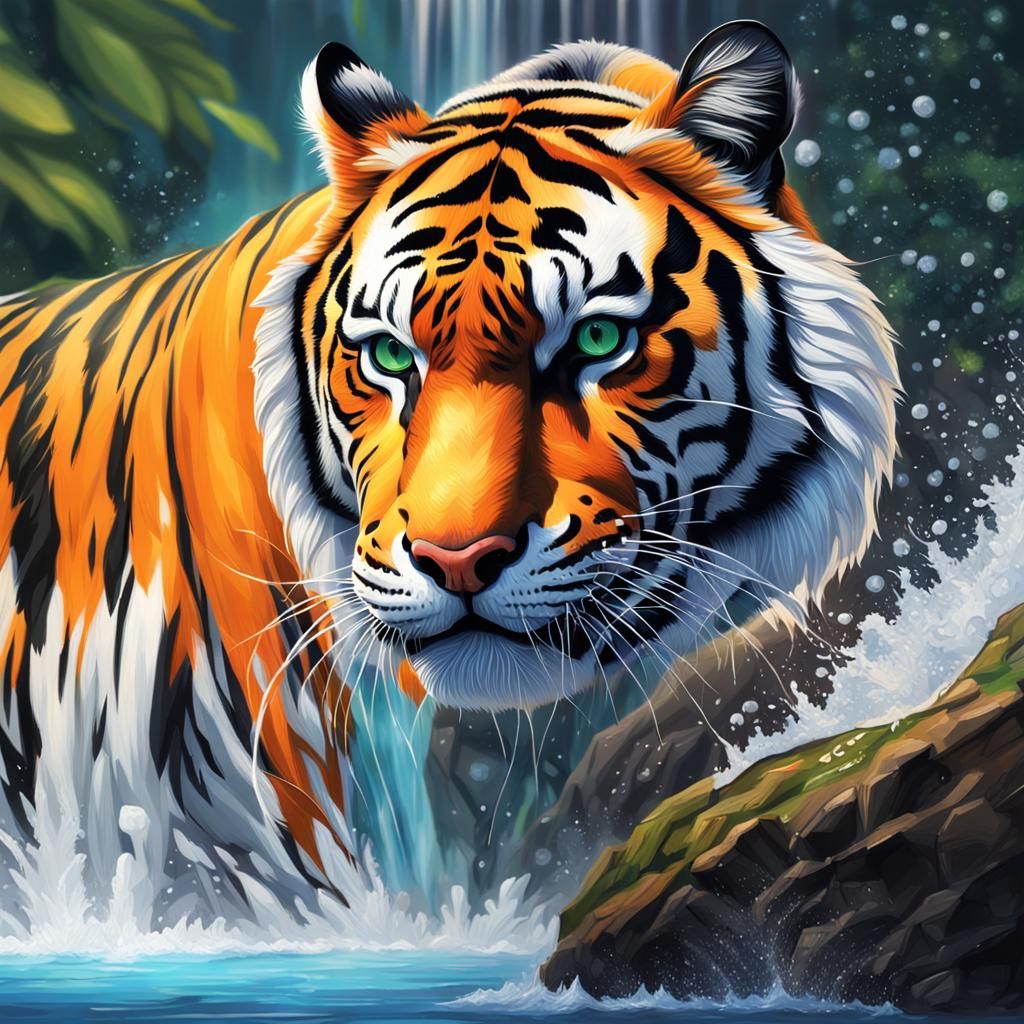 Tiger birds waterfall
