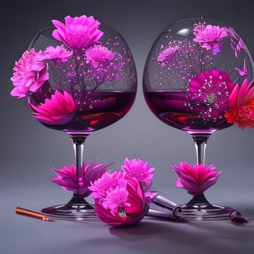 Exploded Floral Cyberpunk Romantic Wine Glasses Filled With Wine   45Uun9Xv9QwHHHgnvrlk  1  962n0 