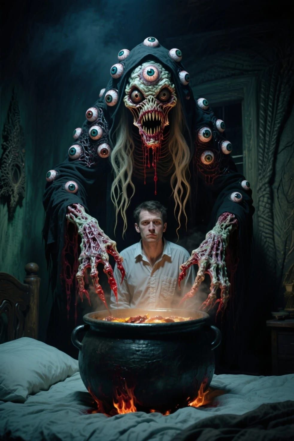 Scary horror creations I just made of baba yaga with a bubbl...