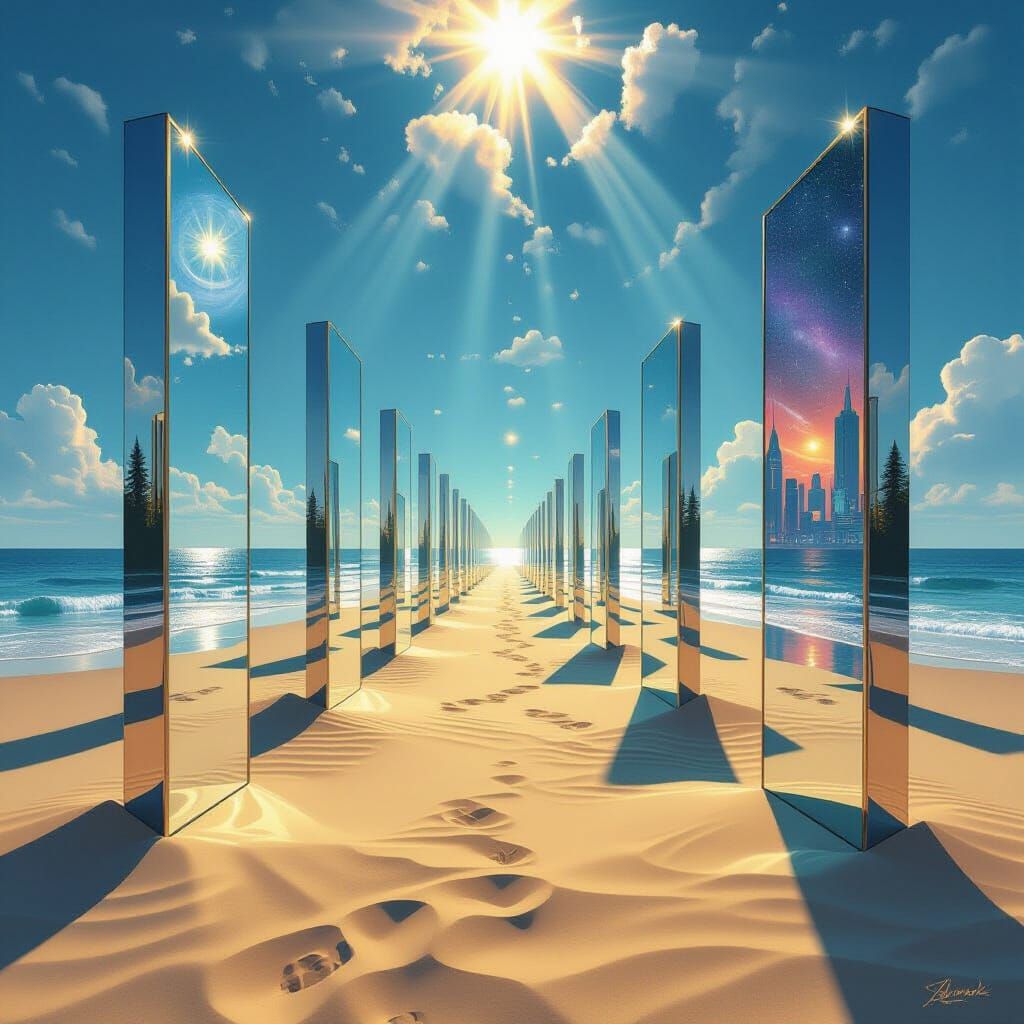 Surreal Mirror Worlds in Desert Landscape