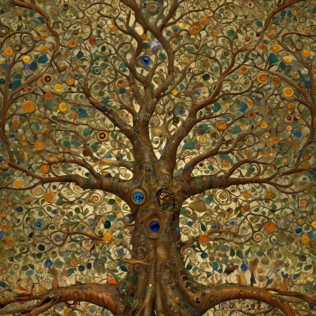 3D version of Gustav Klimt's 'Tree of Life' in a mystical fo...