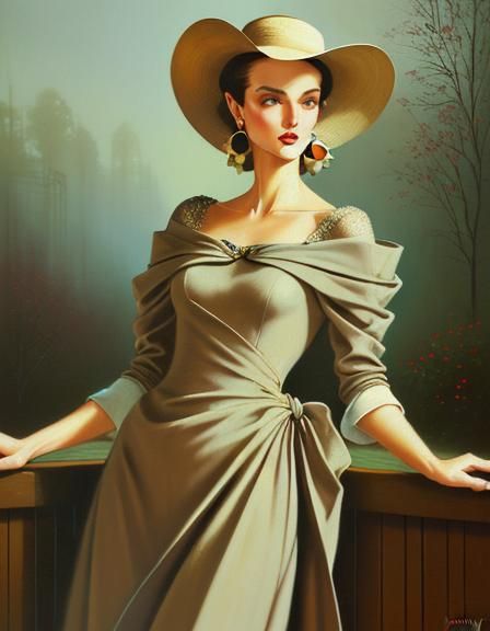 Vintage Vogue Fashion oil painting by James Gurney