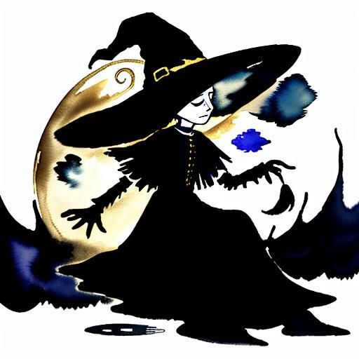 A witch sits to rest on a half moon #3