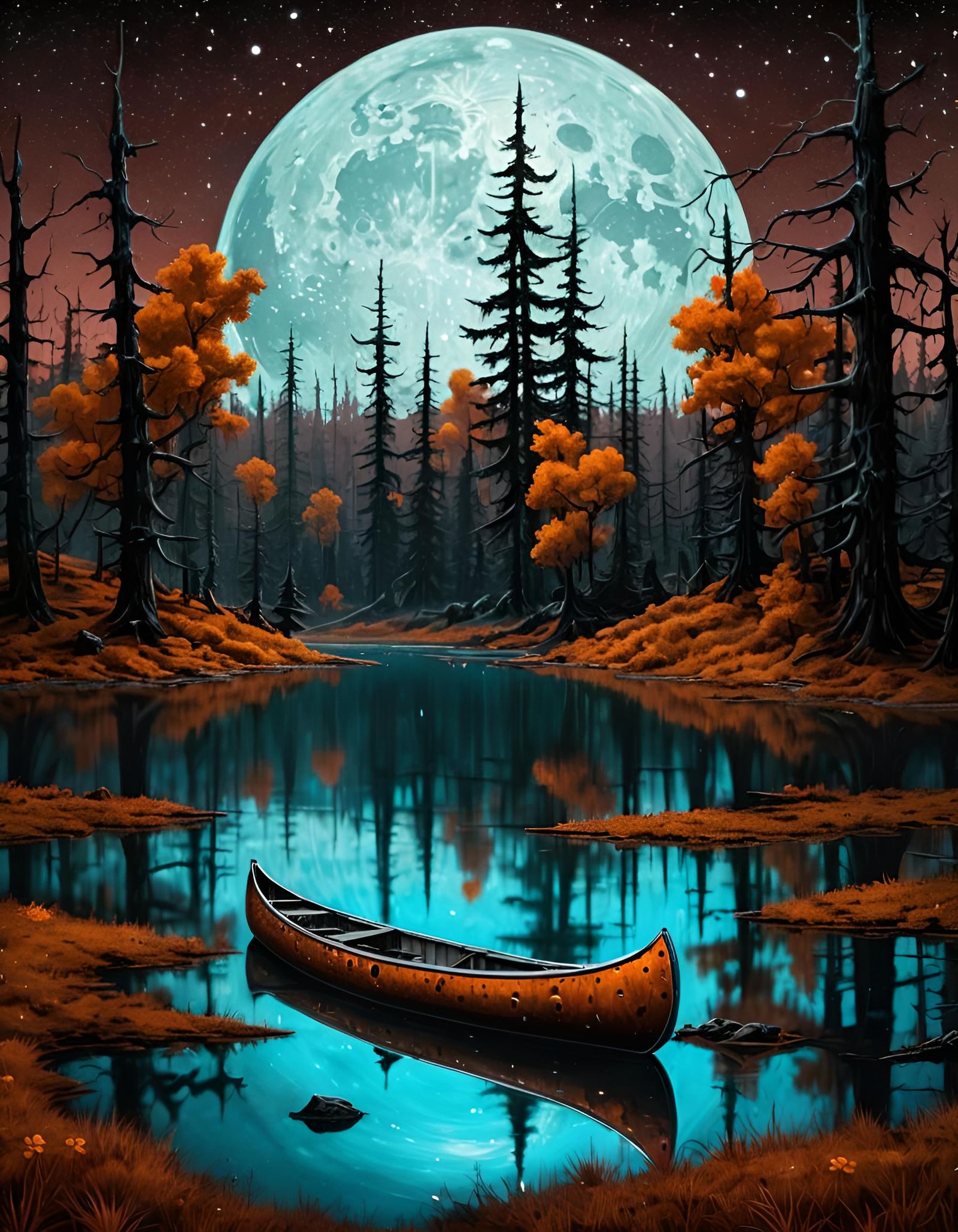 Eerie Night at the Pond   by @Artificial Artist