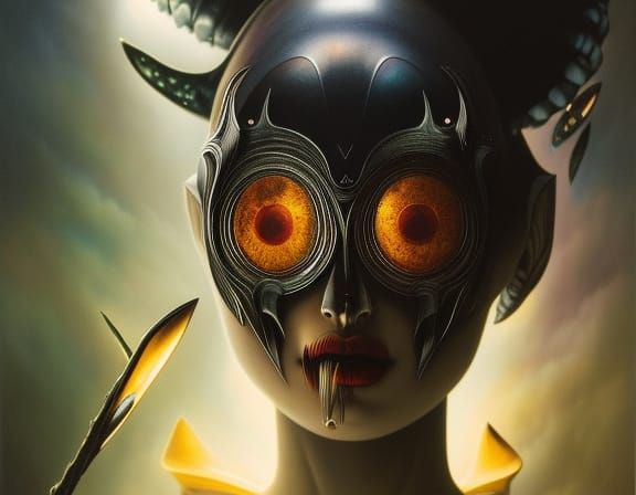 Asian Macabre Alien Portrait in Hyperrealistic Style