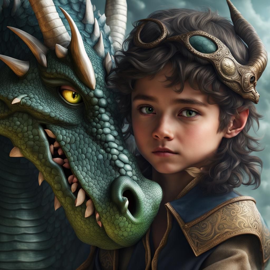 The Dragon Rider Child and his magnificent dragon - AI Generated ...