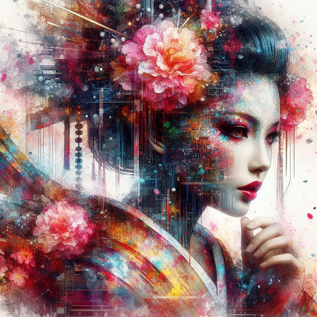 double exposure beautiful fantasy DALL-E 3 portrait landscap...