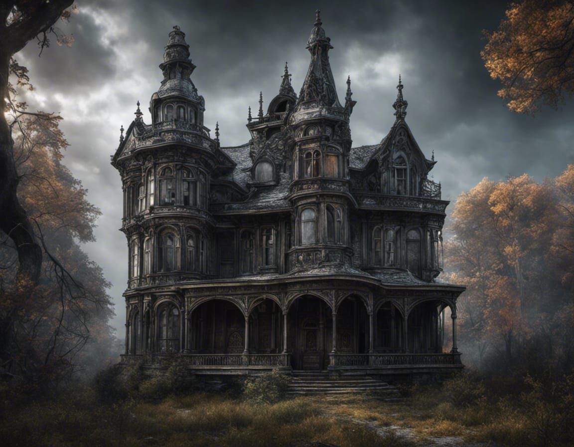 Abandonned creepy and haunted gothic house, ultrarealistic ...