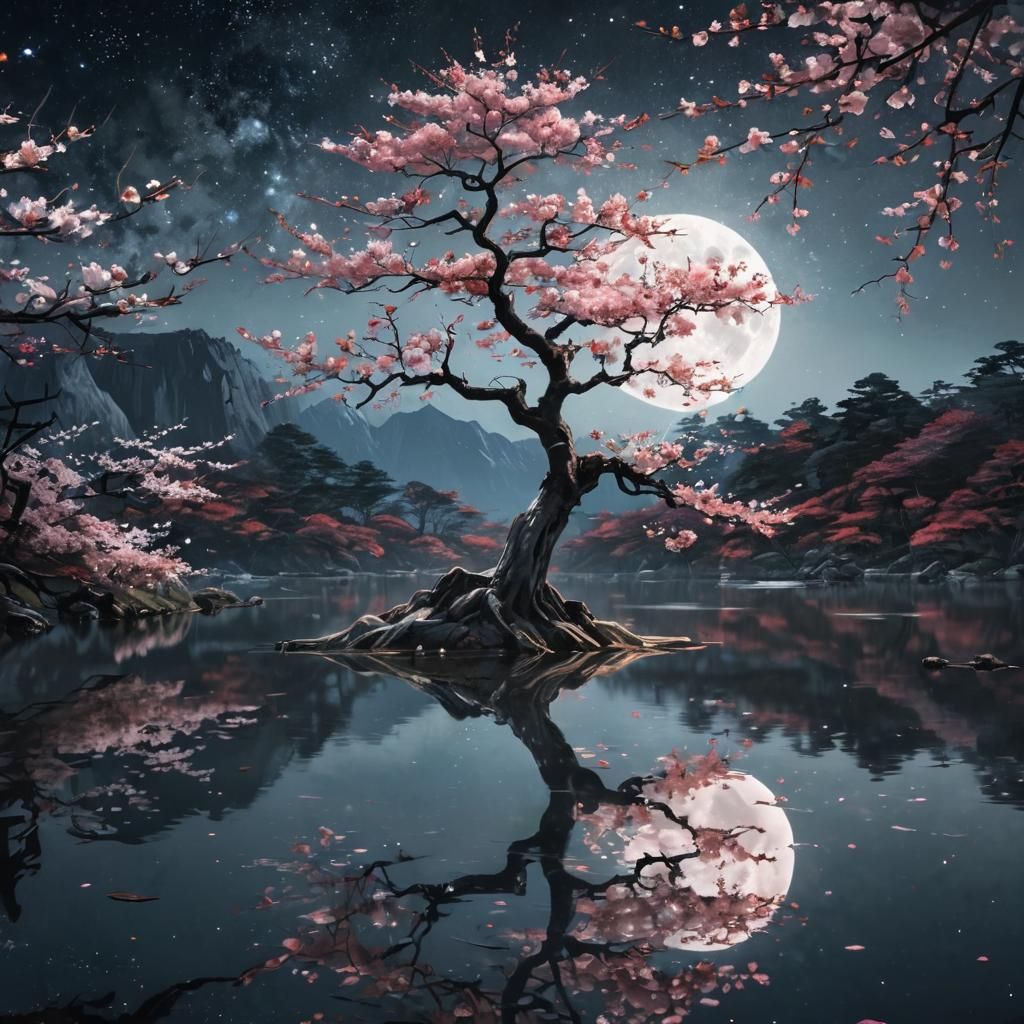 Sakura on a Lake  by @Sherkhal