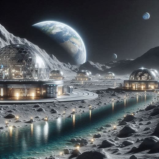 Futuristic city on the moon