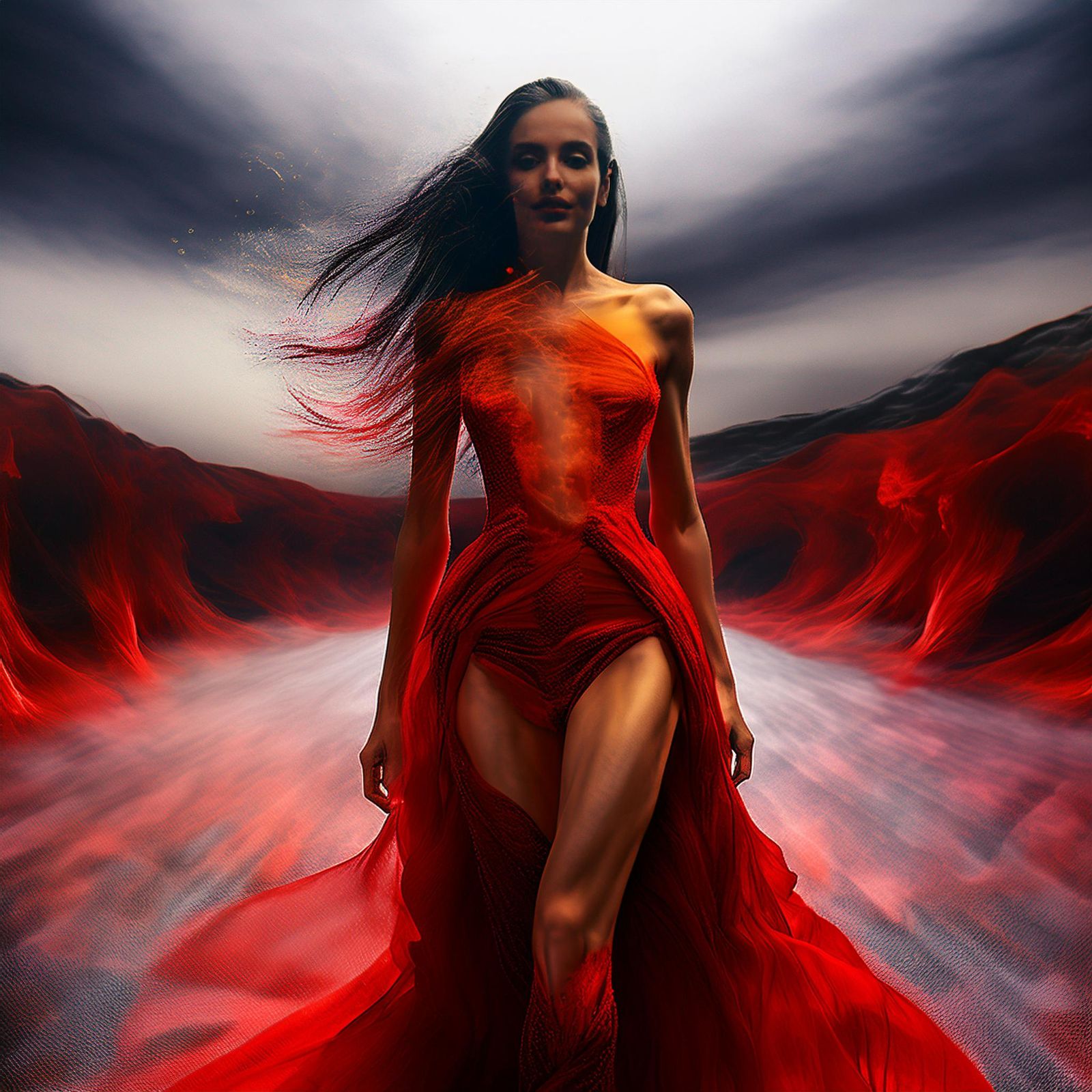 Brune aux longs cheveux