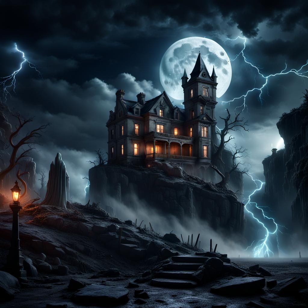 Eerie abandoned mansion house