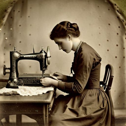 woman sewing on a machine  false