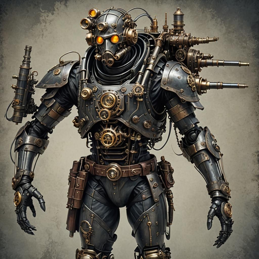 Biopunk human designed as night soldier