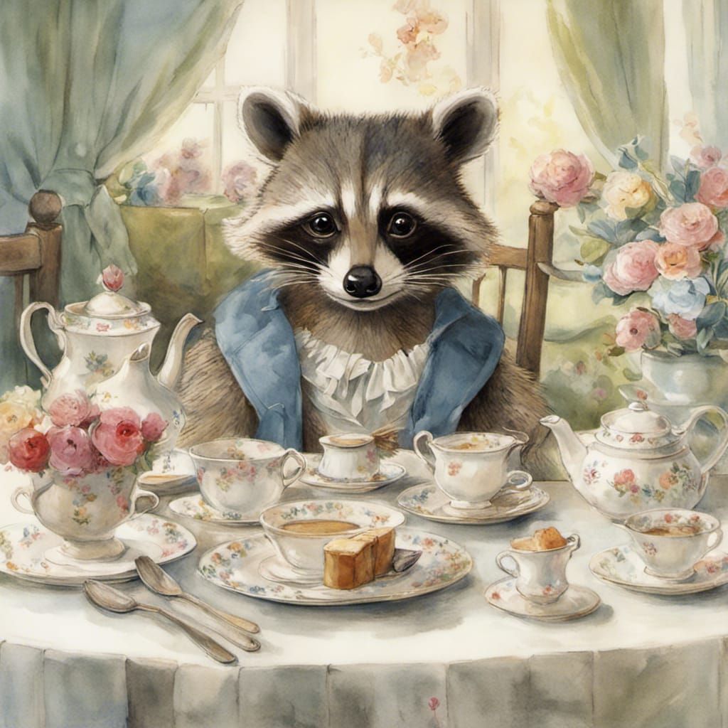 tea party with a raccoon This is a little old so if you remember