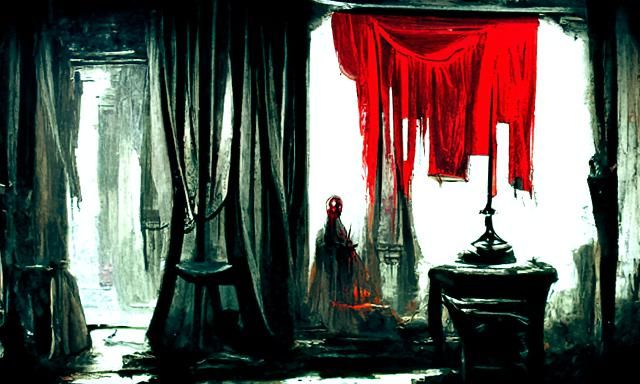 red curtains