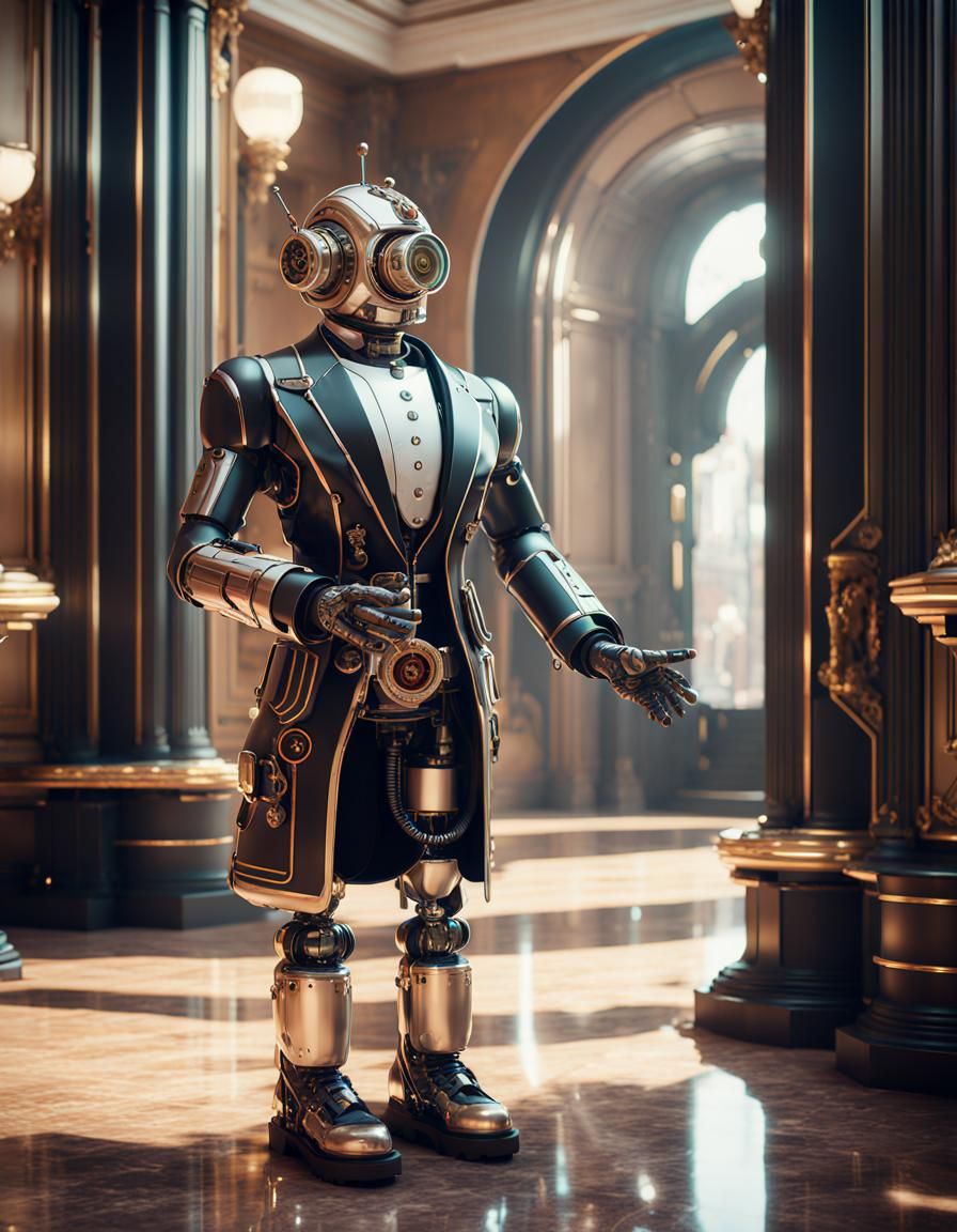 Robot-butler greets guests and takes photos (helper and photographer 2in1)  by @undefined