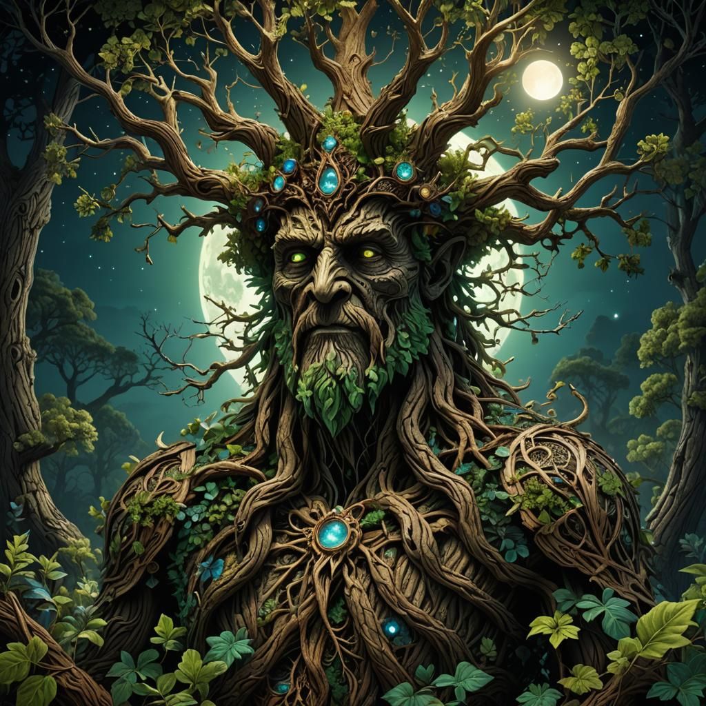 Moonlit Treant: Hyper-Detailed 3D Art Masterpiece