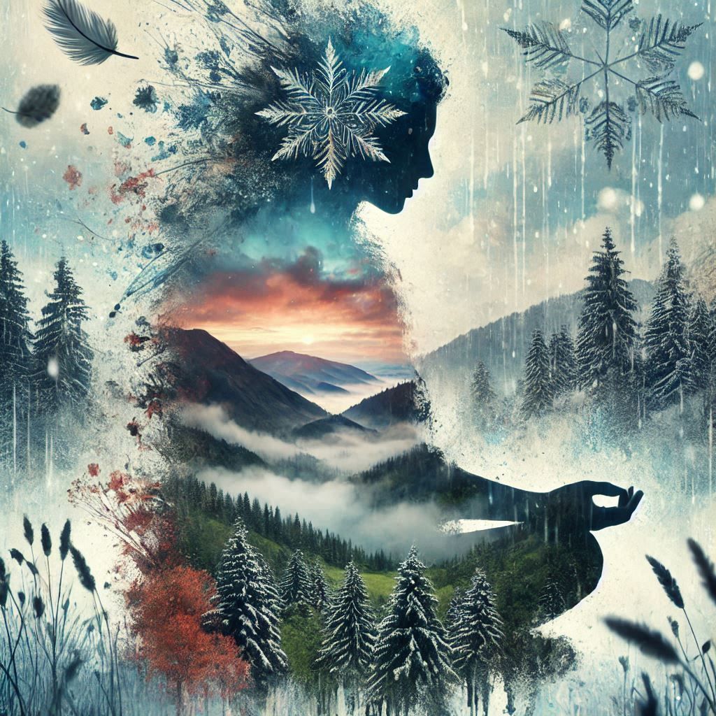 double exposure beautiful fantasy DALL-E 3 portrait landscape..
