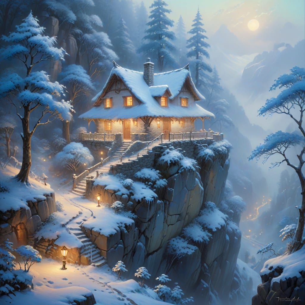 House in a snowy background