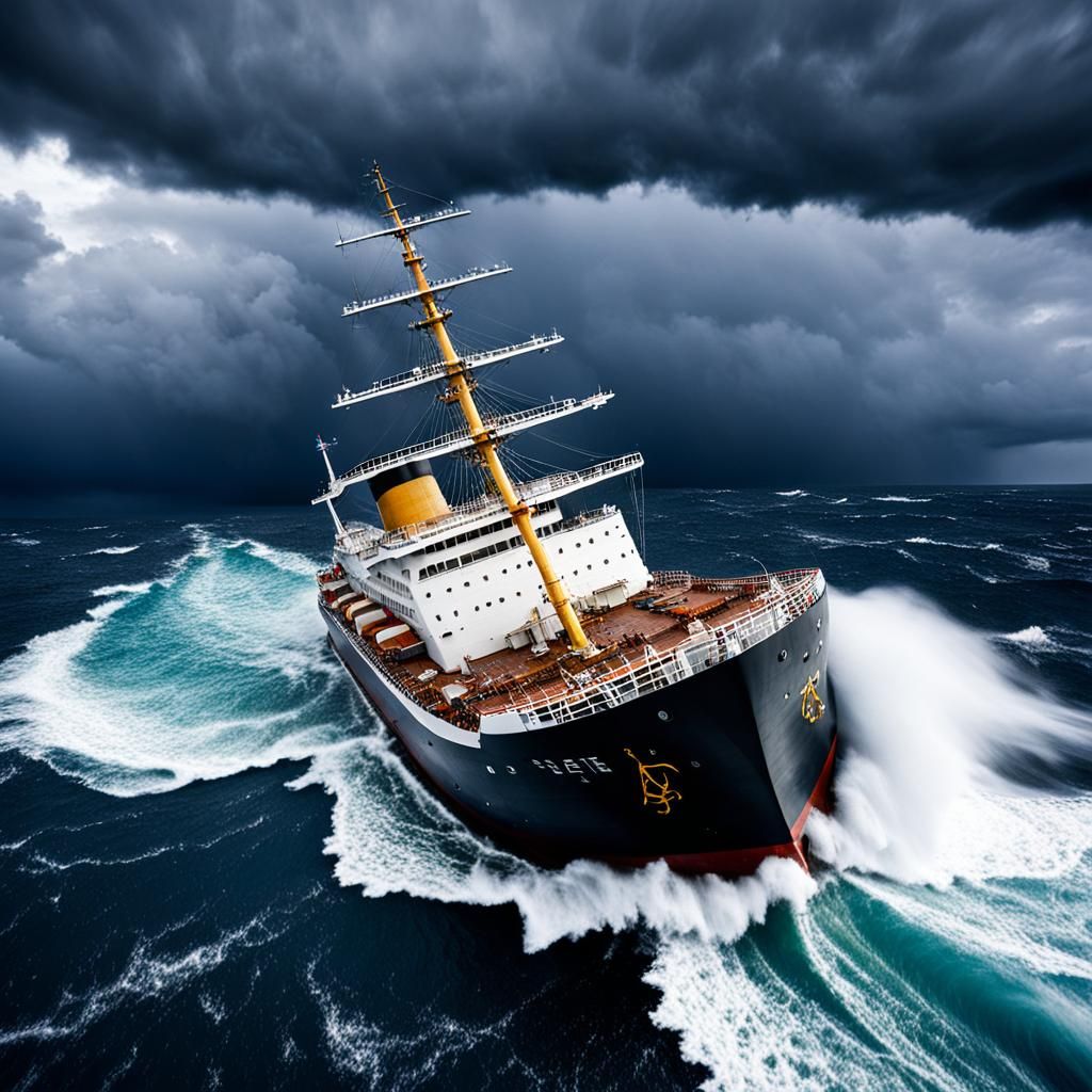 A ship on a stormy sea