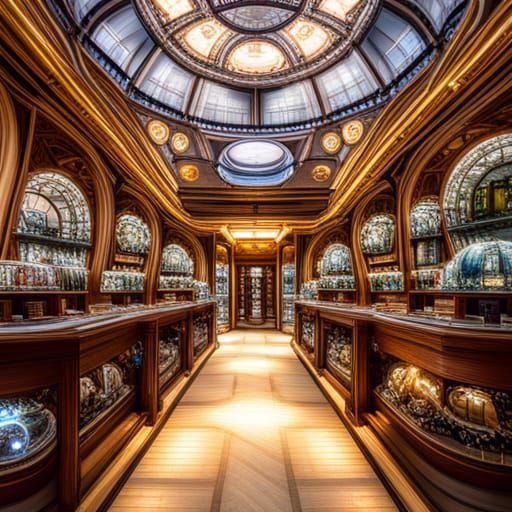 crystal shop inside of a giant glowing orb